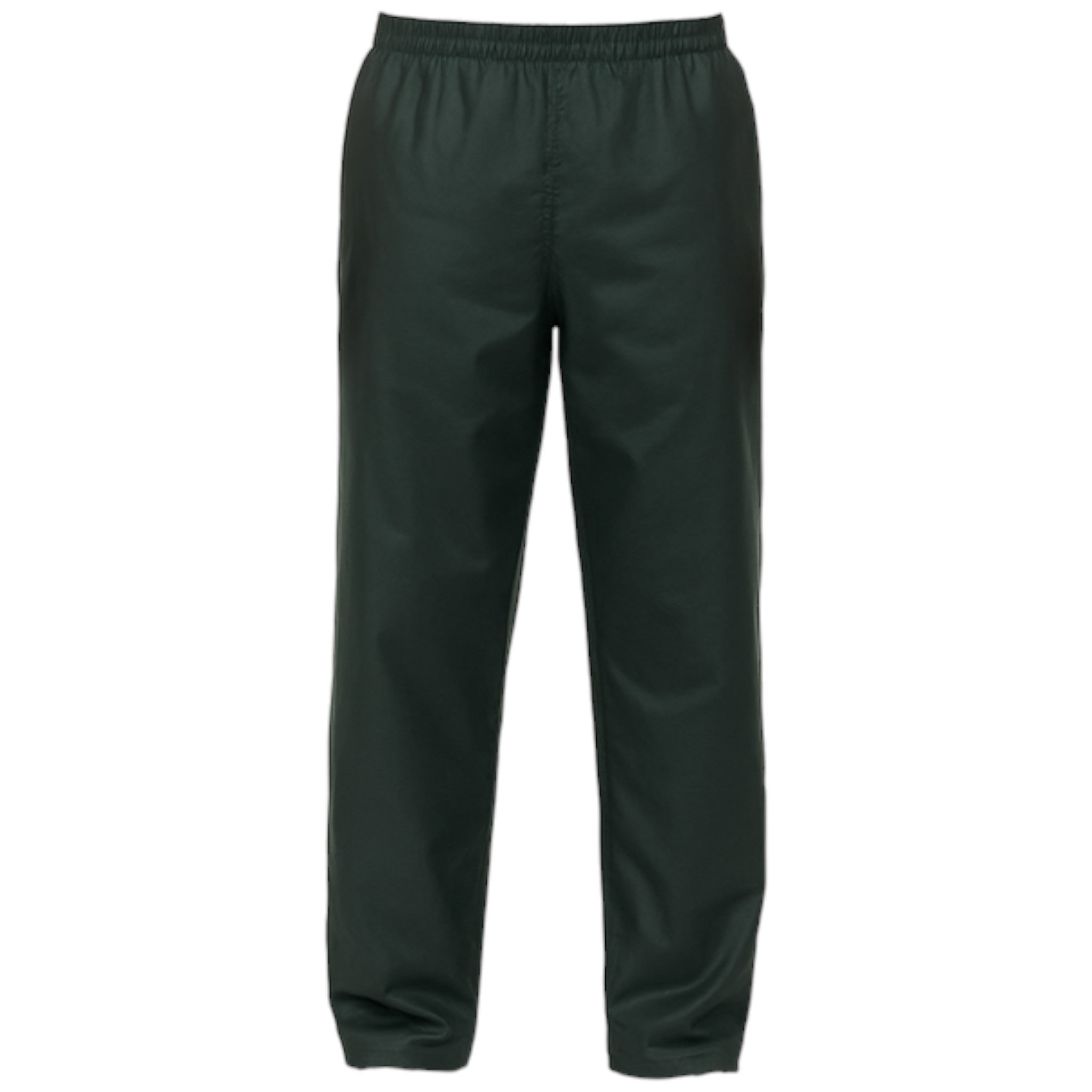 Men's waxed overtrousers in green, by Nicky Adams Countrywear – waterproof wax cotton pants with elastic waist for outdoor and country wear